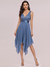 Load image into Gallery viewer, Color=Dusty Navy | Stunning Wholesale V Neck Lace & Chiffon Prom Dress For Women-Dusty Navy 5