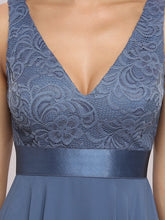 Load image into Gallery viewer, Color=Dusty Navy | Stunning Wholesale V Neck Lace & Chiffon Prom Dress For Women-Dusty Navy 6