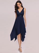 Load image into Gallery viewer, Color=Navy Blue | Stunning Wholesale V Neck Lace & Chiffon Prom Dress For Women-Purple Navy Blue 4