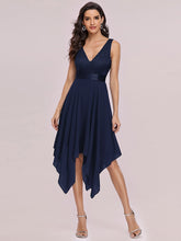 Load image into Gallery viewer, Color=Navy Blue | Stunning Wholesale V Neck Lace & Chiffon Prom Dress For Women-Purple Navy Blue 1