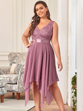 Load image into Gallery viewer, Color=Orchid | Plus Size Deep V Neck Asymmetrical Hem Sleeveless Wholesale Dresses-Orchid 1