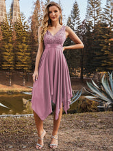 Load image into Gallery viewer, Color=Orchid | Stunning Wholesale V Neck Lace & Chiffon Prom Dress For Women-Orchid 1