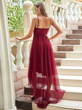 Load image into Gallery viewer, Color=Burgundy | Modest Wholesale High-Low Tulle Prom Dress For Women-Burgundy 2