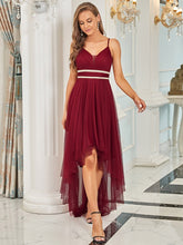 Load image into Gallery viewer, Color=Burgundy | Modest Wholesale High-Low Tulle Prom Dress For Women-Burgundy 1
