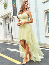 Load image into Gallery viewer, Color=Yellow | Modest Wholesale High-Low Tulle Prom Dress For Women-Yellow 3