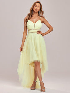 Color=Yellow | Modest Wholesale High-Low Tulle Prom Dress For Women-Yellow 8