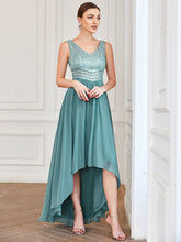 Load image into Gallery viewer, Color=Dusty Blue | Elegant Paillette & Chiffon V-Neck A-Line Sleeveless Plus Size Evening Dresses-Dusty Blue 1