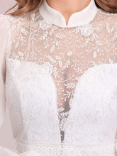 Load image into Gallery viewer, Color=White | Simple Chiffon Wedding Dress With Chinese Style Collar-White 7