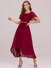 Load image into Gallery viewer, Color=Burgundy | Women'S Casual Boat Neck A-Line Midi Dress Wholesale-Burgundy 6