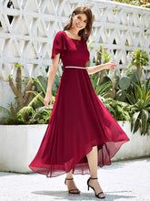 Load image into Gallery viewer, Color=Burgundy | Women'S Casual Boat Neck A-Line Midi Dress Wholesale-Burgundy 3