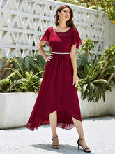 Load image into Gallery viewer, Color=Burgundy | Women'S Casual Boat Neck A-Line Midi Dress Wholesale-Burgundy 4