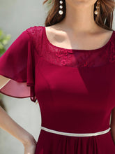 Load image into Gallery viewer, Color=Burgundy | Women'S Casual Boat Neck A-Line Midi Dress Wholesale-Burgundy 5