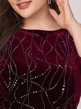 Load image into Gallery viewer, Color=Burgundy | Elegant Plus Size Bodycon High-Low Velvet Party Dress-Burgundy 5
