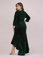 Load image into Gallery viewer, Color=Dark Green | Elegant Plus Size Bodycon High-Low Velvet Party Dress-Dark Green 2