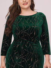 Load image into Gallery viewer, Color=Dark Green | Elegant Plus Size Bodycon High-Low Velvet Party Dress-Dark Green 5