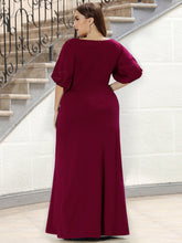 Load image into Gallery viewer, Color=Burgundy | Simple Maxi Plus Size Mermaid Party Dresses For Women-Burgundy 5