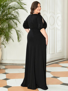 Color=Black | Simple Maxi Plus Size Mermaid Party Dresses For Women-Black 2