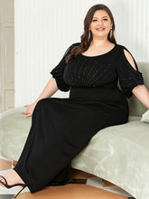 Load image into Gallery viewer, Color=Black | Simple Maxi Plus Size Mermaid Party Dresses For Women-Black 4