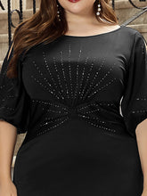 Load image into Gallery viewer, Color=Black | Simple Maxi Plus Size Mermaid Party Dresses For Women-Black 5