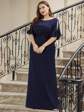 Load image into Gallery viewer, Color=Navy Blue | Trendy Round Neck Wholesale Floor Length Evening Dress-Navy Blue 10