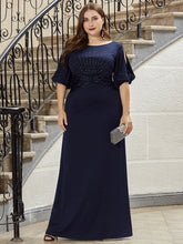 Load image into Gallery viewer, Color=Navy Blue | Trendy Round Neck Wholesale Floor Length Evening Dress-Navy Blue 10