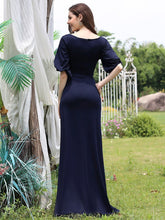 Load image into Gallery viewer, Color=Navy Blue | Trendy Round Neck Wholesale Floor Length Evening Dress-Navy Blue 10
