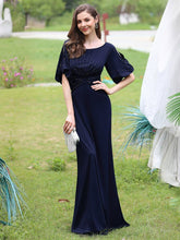 Load image into Gallery viewer, Color=Navy Blue | Trendy Round Neck Wholesale Floor Length Evening Dress-Navy Blue 10