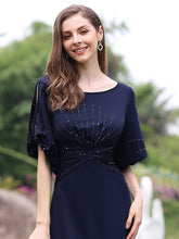 Load image into Gallery viewer, Color=Navy Blue | Trendy Round Neck Wholesale Floor Length Evening Dress-Navy Blue 10