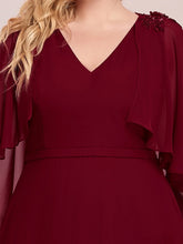 Load image into Gallery viewer, Color=Burgundy | Elegant Plus Size Floor Length Bridesmaid Dresses With Wraps-Burgundy 5