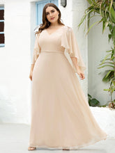 Load image into Gallery viewer, Color=Blush | Elegant Plus Size Floor Length Bridesmaid Dresses With Wraps-Blush 4
