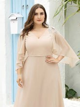 Load image into Gallery viewer, Color=Blush | Elegant Plus Size Floor Length Bridesmaid Dresses With Wraps-Blush 5