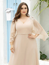 Load image into Gallery viewer, Color=Blush | Elegant V Neck Flowy Chiffon Bridesmaid Dresses With Wraps-Blush 21