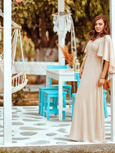 Load image into Gallery viewer, Color=Blush | Elegant V Neck Flowy Chiffon Bridesmaid Dresses With Wraps-Blush 4