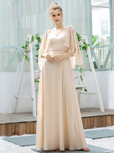 Load image into Gallery viewer, Color=Blush | Elegant V Neck Flowy Chiffon Bridesmaid Dresses With Wraps-Blush 14