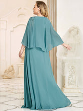 Load image into Gallery viewer, Color=Dusty blue | Elegant Plus Size Floor Length Bridesmaid Dresses With Wraps-Dusty blue 2