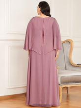 Load image into Gallery viewer, Color=Orchid | Elegant Plus Size Floor Length Bridesmaid Dresses With Wraps-Orchid 3