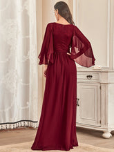 Load image into Gallery viewer, Color=Burgundy | Women'S Wholesale Deep V Neck Plus Size Evening Dress With Lace-Burgundy 2
