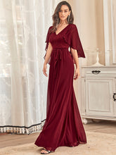 Load image into Gallery viewer, Color=Burgundy | Women&#39;S Wholesale Deep V Neck Plus Size Evening Dress With Lace-Burgundy 3