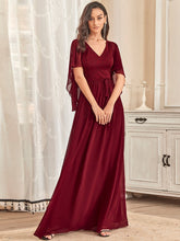 Load image into Gallery viewer, Color=Burgundy | Women'S Wholesale Deep V Neck Plus Size Evening Dress With Lace-Burgundy 4