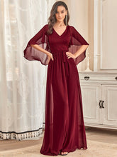Load image into Gallery viewer, Color=Burgundy | Women'S Wholesale Deep V Neck Plus Size Evening Dress With Lace-Burgundy 1
