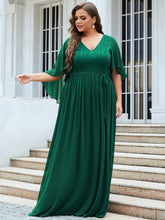 Load image into Gallery viewer, Color=Dark Green | Women&#39;S Wholesale Deep V Neck Plus Size Evening Dress With Lace-Dark Green 3