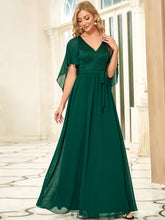 Load image into Gallery viewer, Color=Dark Green | Women'S Wholesale Deep V Neck Plus Size Evening Dress With Lace-Dark Green 1