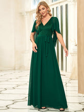 Load image into Gallery viewer, Color=Dark Green | Women'S Wholesale Deep V Neck Plus Size Evening Dress With Lace-Dark Green 3