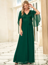 Load image into Gallery viewer, Color=Dark Green | Women'S Wholesale Deep V Neck Plus Size Evening Dress With Lace-Dark Green 4
