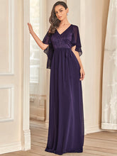 Load image into Gallery viewer, Color=Dark Purple | Women'S Wholesale Deep V Neck Plus Size Evening Dress With Lace-Dark Purple 4