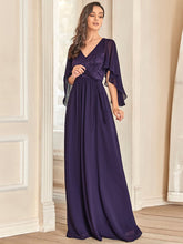 Load image into Gallery viewer, Color=Dark Purple | Women'S Wholesale Deep V Neck Plus Size Evening Dress With Lace-Dark Purple 1