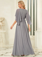 Load image into Gallery viewer, Color=Grey | Women'S Wholesale Deep V Neck Plus Size Evening Dress With Lace-Grey 2