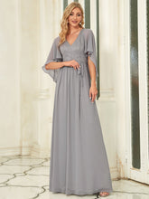 Load image into Gallery viewer, Color=Grey | Women'S Wholesale Deep V Neck Plus Size Evening Dress With Lace-Grey 4