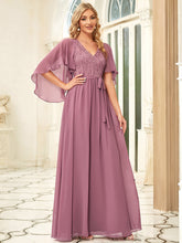Load image into Gallery viewer, Color=Orchid | Women&#39;S Wholesale Deep V Neck Plus Size Evening Dress With Lace-Orchid 3