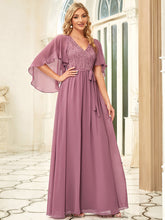 Load image into Gallery viewer, Color=Orchid | Women'S Wholesale Deep V Neck Plus Size Evening Dress With Lace-Orchid 3